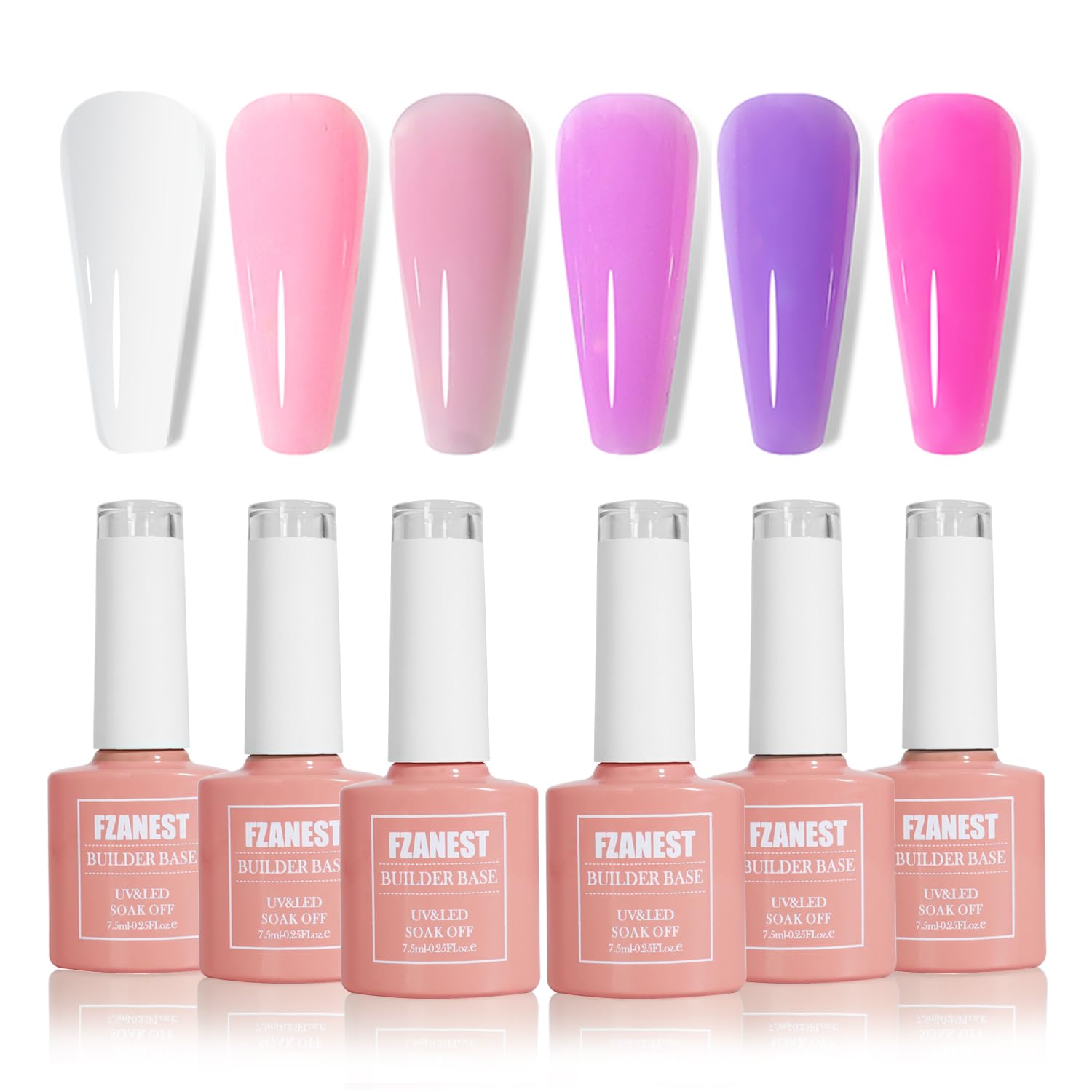FZANEST Builder Gel 6-color milky white swatches for natural nails
