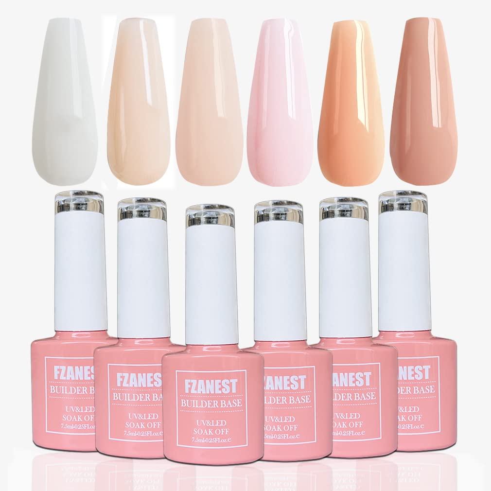 FZANEST rubber base builder gel kit bottle close-up for smooth nail foundations