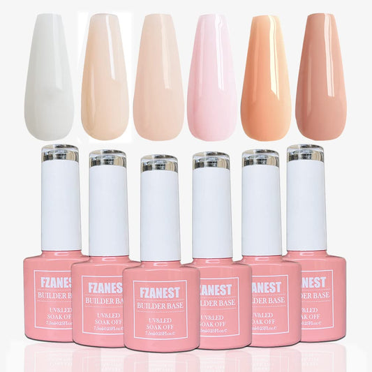 FZANEST rubber base builder gel kit bottle close-up for smooth nail foundations