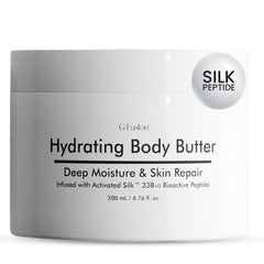 G-Fusion Hydrating Silk Peptide Body Butter jar delivers deep moisture for dry skin.