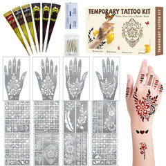 Gabizafia 136-piece tattoo stencil kit for precise mehndi designs