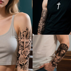 Gabizafia half-sleeve cross designs for versatile church symbolism wear.