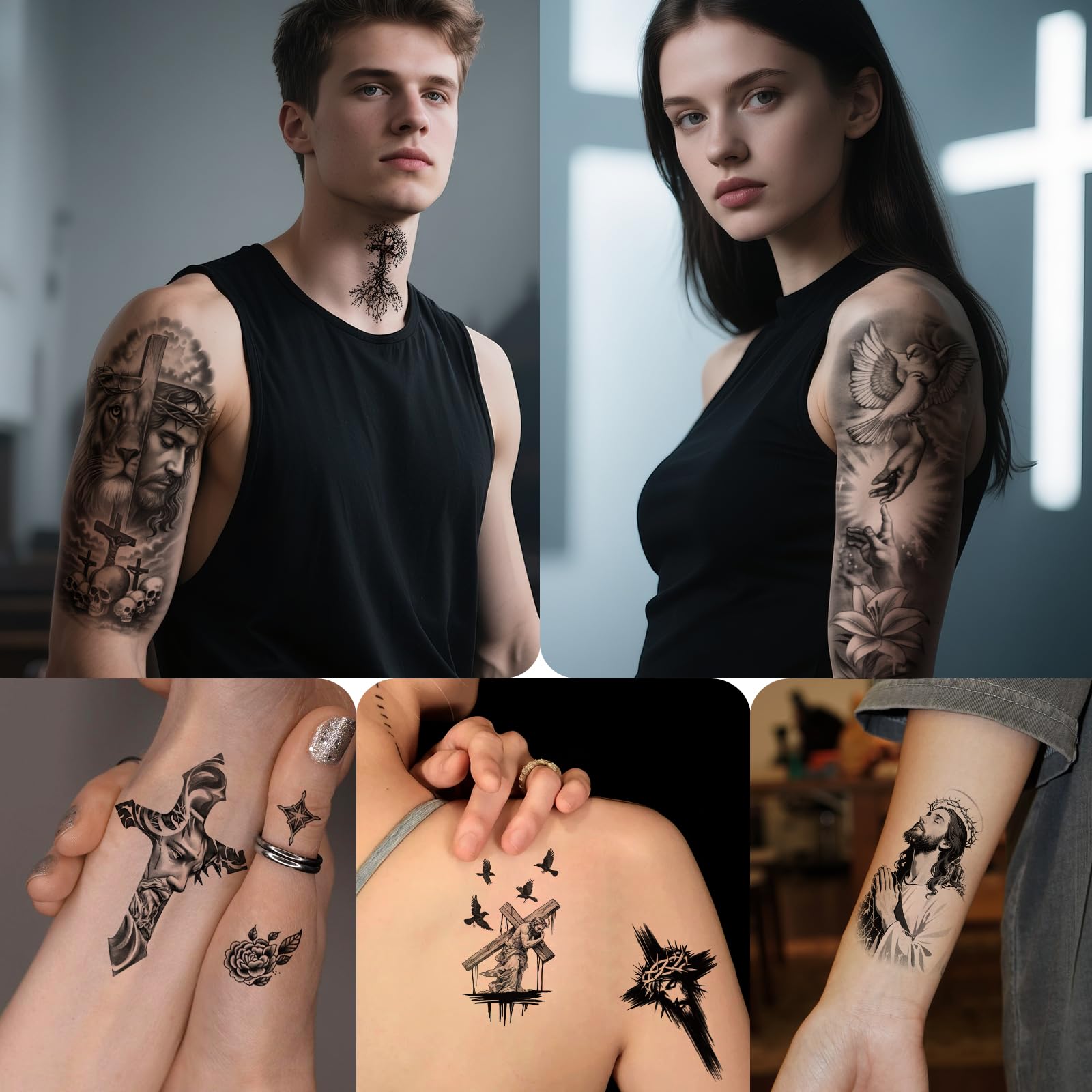 Gabizafia small tattoos collection for subtle faith expressions on skin.