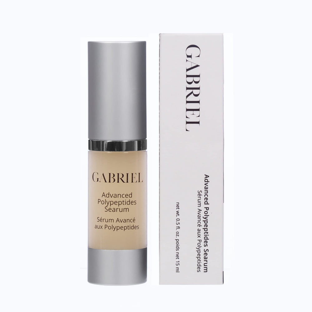 Gabriel Cosmetics Advanced Polypeptides Searum bottle pour showing all-day hydration potential
