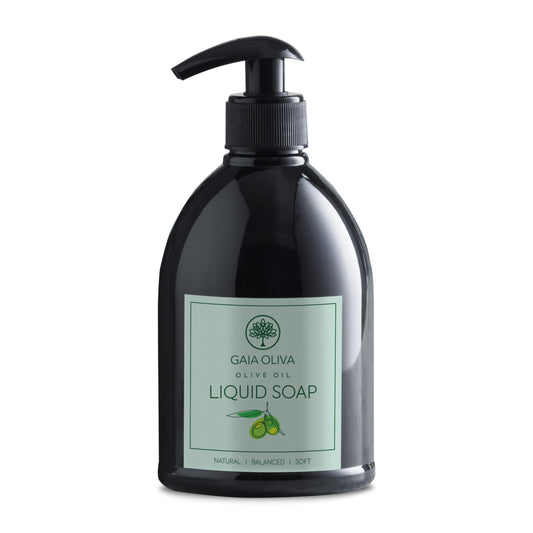 GAIA Oliva hand soap bottle with green tea scent for refreshing kitchen and bathroom cleansing.