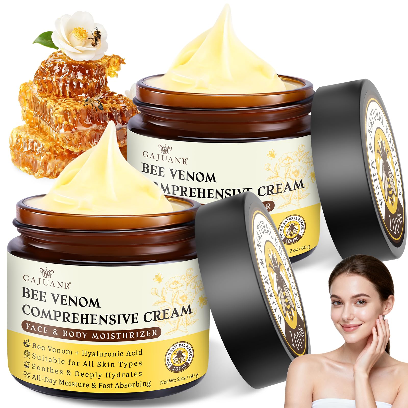 GAJUANR Bee Venom Moisturizing Cream jar offers smooth daily hydration.