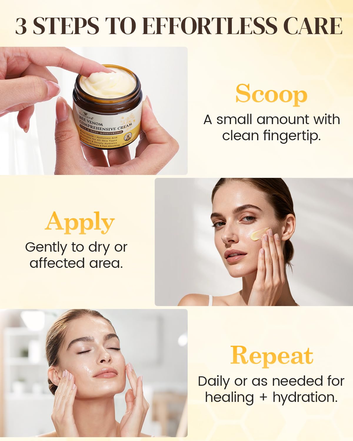GAJUANR Cream texture close-up demonstrates fast absorption.