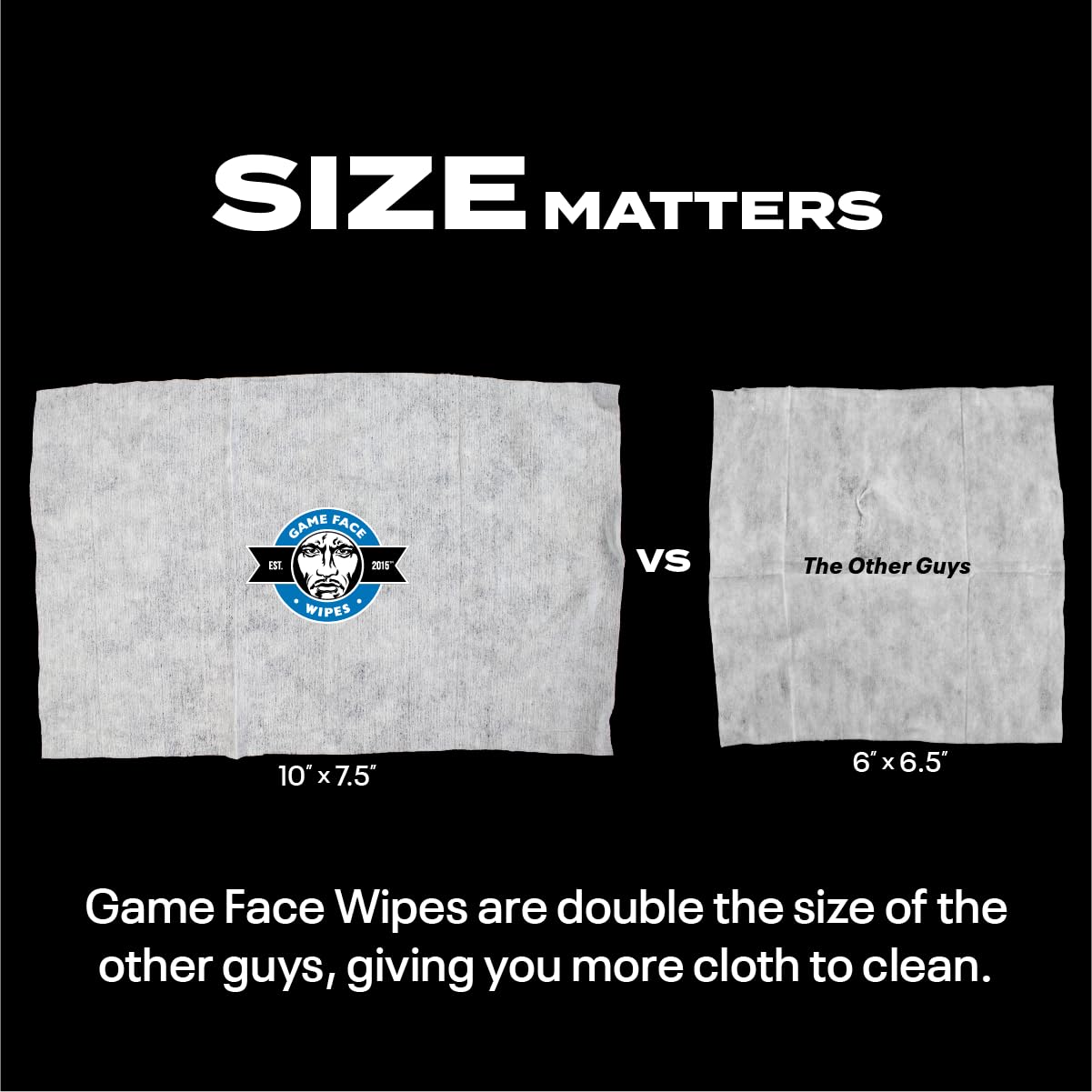 Eco-packaging of Game Face Warrior Wipes emphasizes compostability.