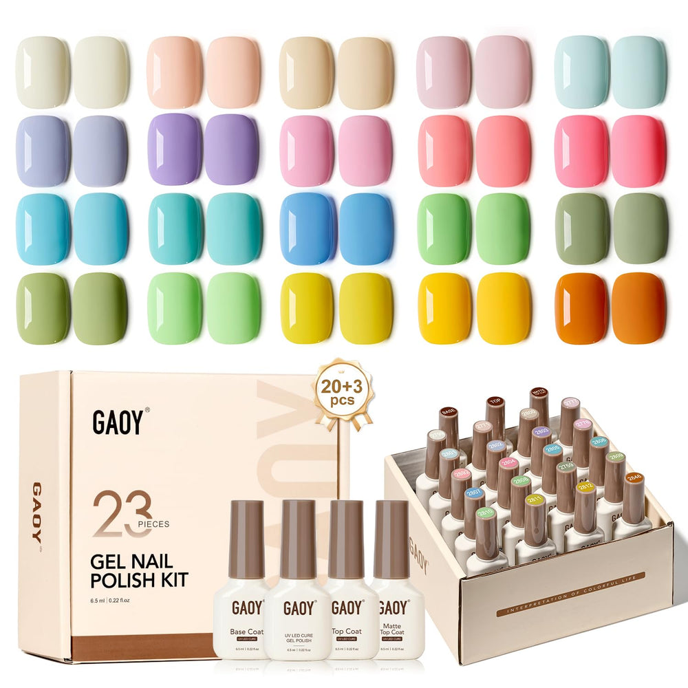 GAOY 23-pcs gel nail kit pastel macarons for at home nail art