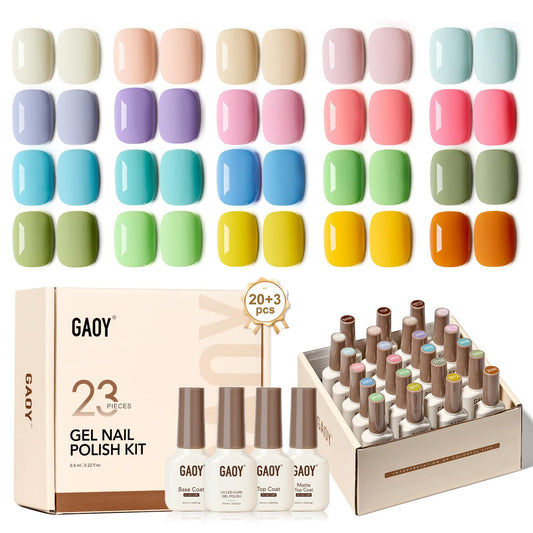 GAOY 23-pcs gel nail kit pastel macarons for at home nail art