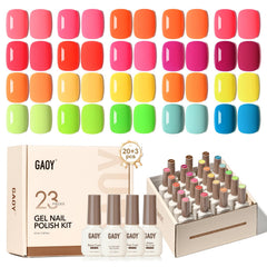 GAOY 23 Pcs gel nail polish kit with neon colors for DIY nail art at home