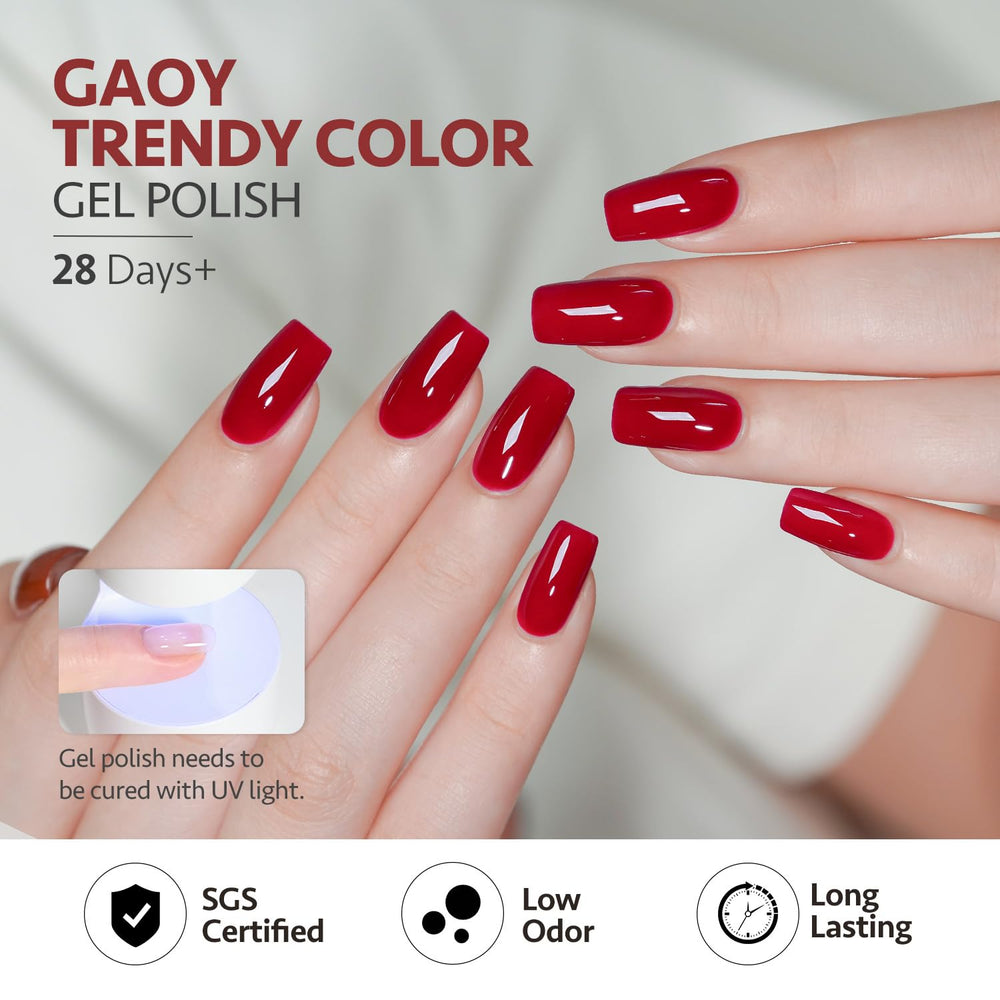 GAOY 42 Pcs Gel Nail Polish Kit UV cure in 60 seconds.