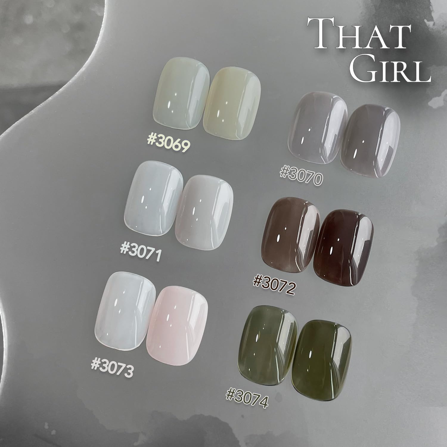 GAOY 6-color gel nail polish pack with nude, gray, and green shades