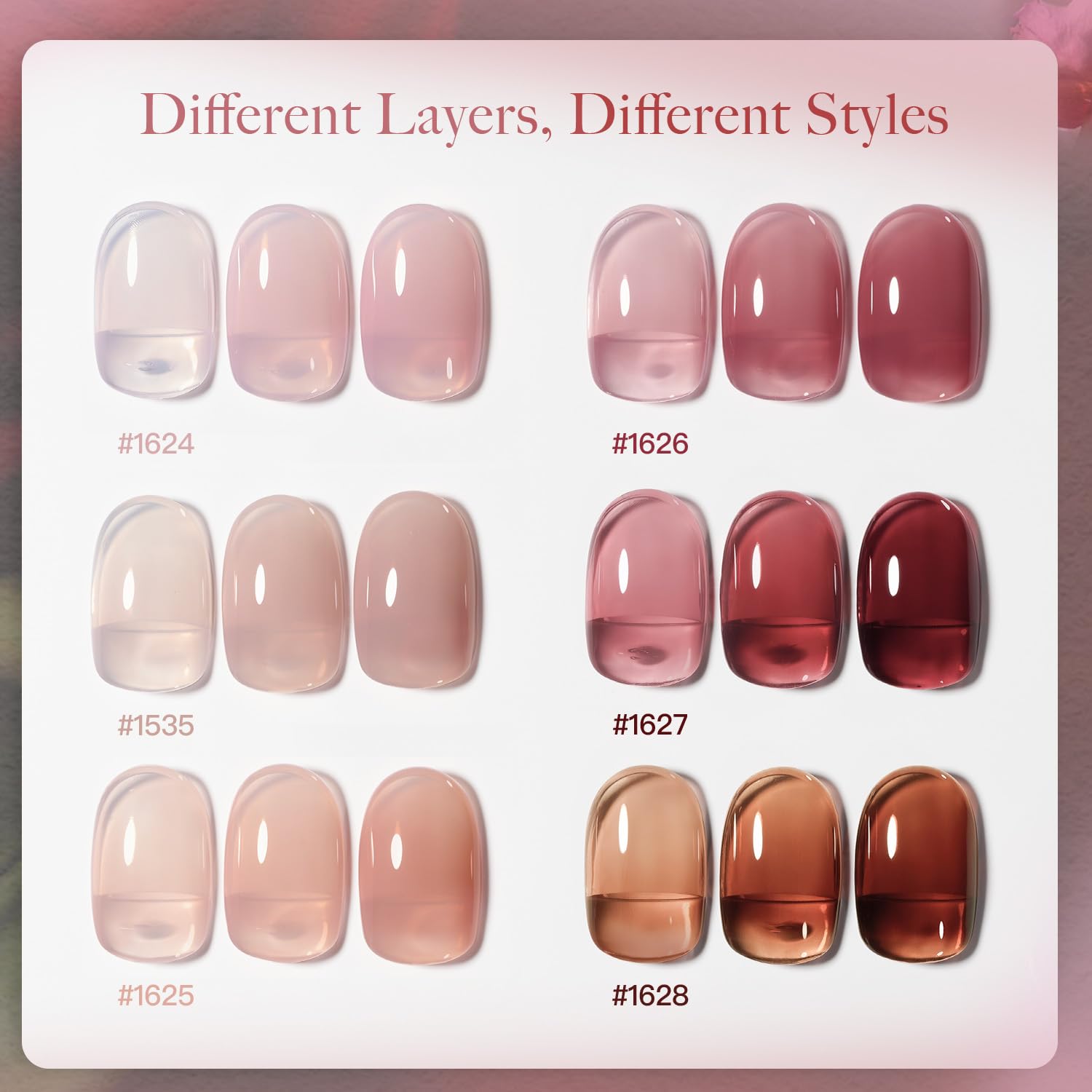 GAOY base coat and top coat bottles provide a glossy, long-lasting finish.