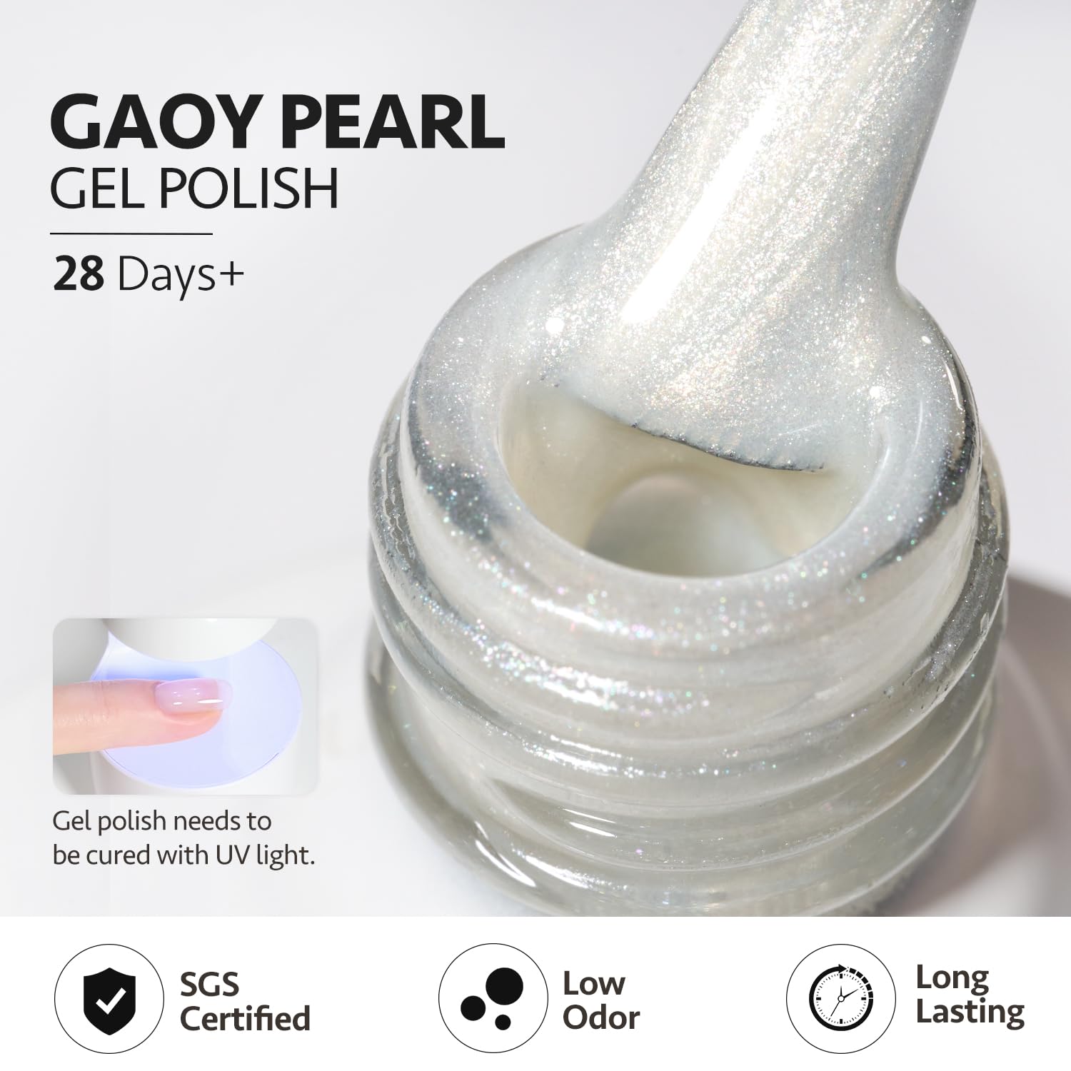 GAOY Blue Baroque Pearl gel polish adds a cool shimmering accent.