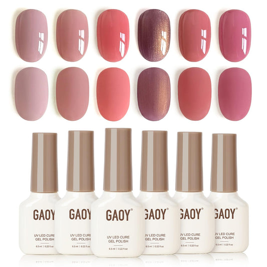 GAOY Cameo Pink gel nail polish bottle for glossy, long-lasting color.