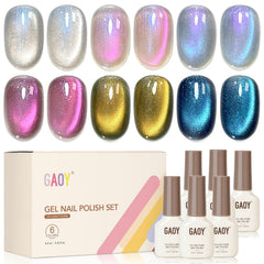 GAOY Aurora Reverie packshot showing cat eye gel set with magnet for dazzling nails