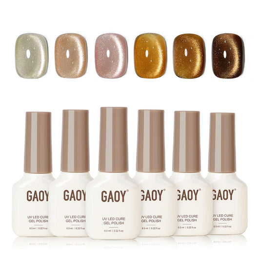 GAOY Cat Eye gel polish set with magnet for customizable glitter effect.