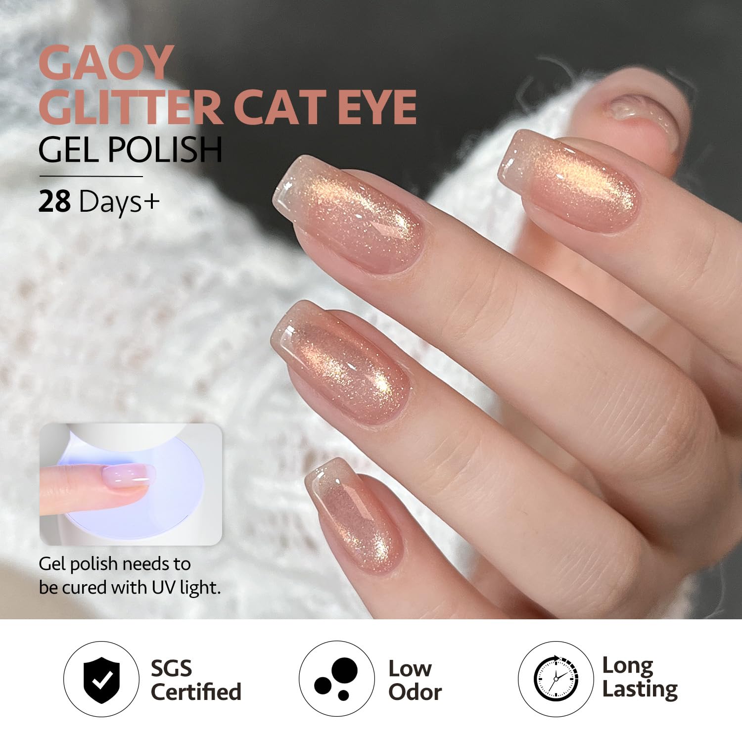 GAOY cat eye magnet tool to shape glitter before curing.