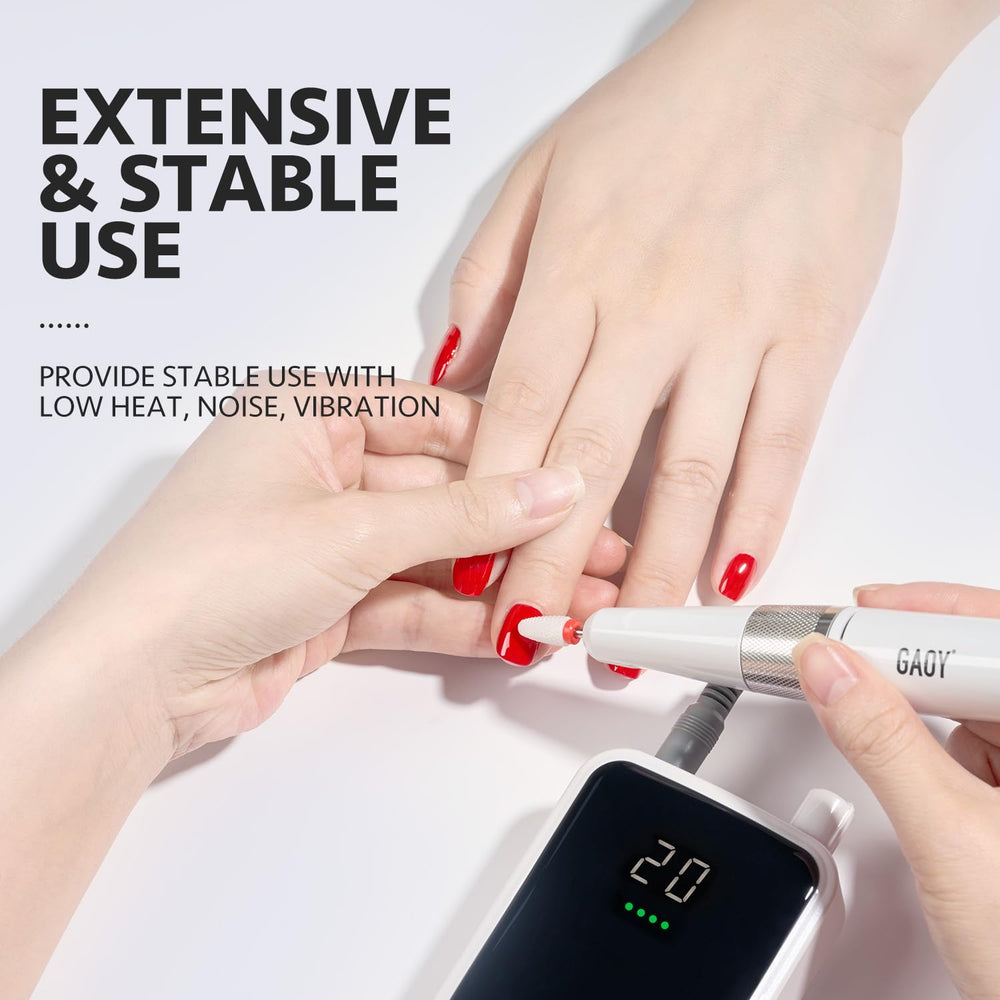 GAOY cordless nail drill with long-lasting battery for all-day use