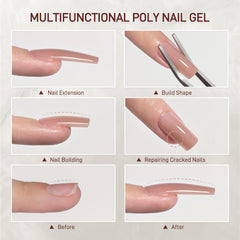 GAOY Crystal Poly Gel with dual forms for precise nail sculpting.