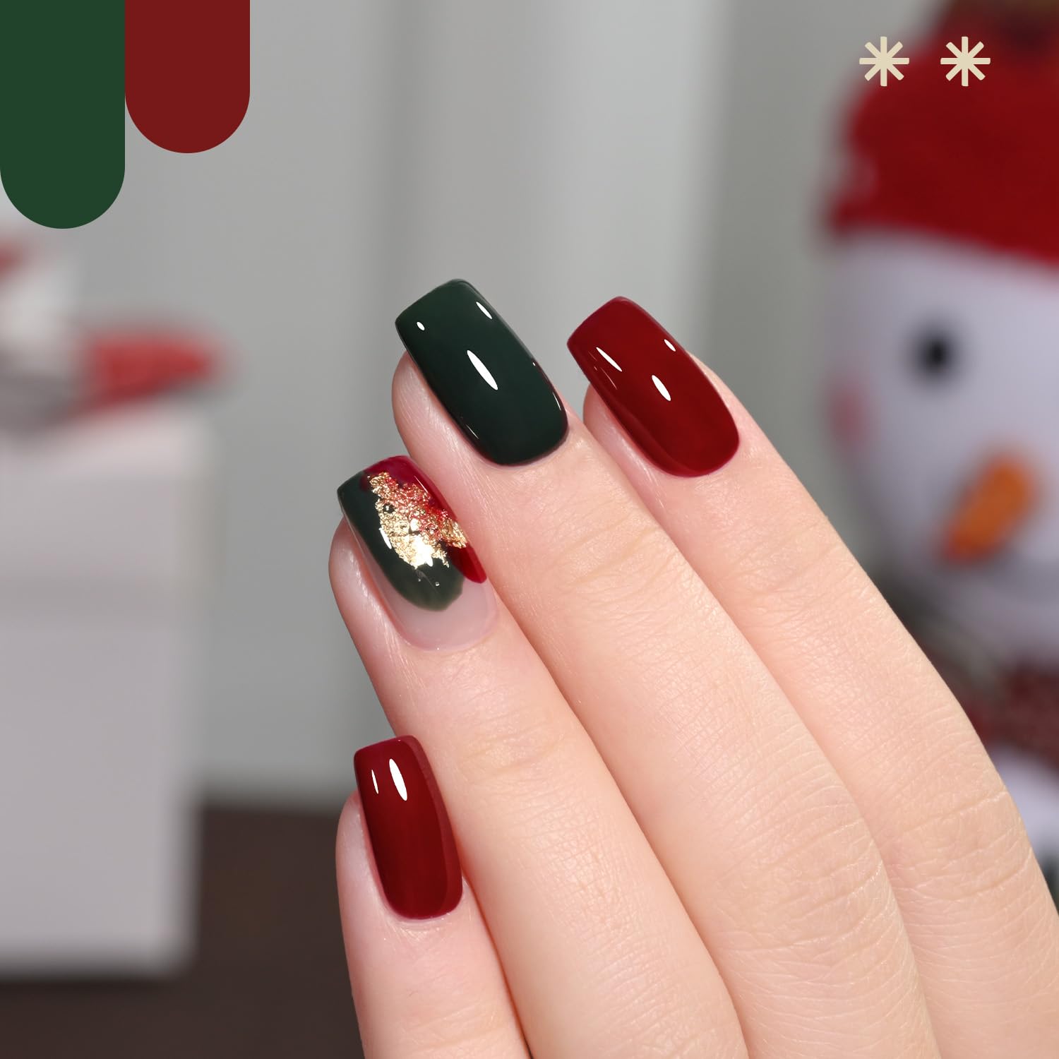 GAOY dark green glitter gel nail polish for festive shimmer.