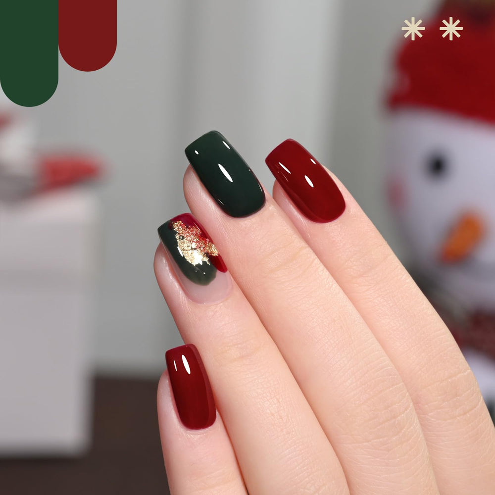 GAOY dark green glitter gel nail polish for festive shimmer.