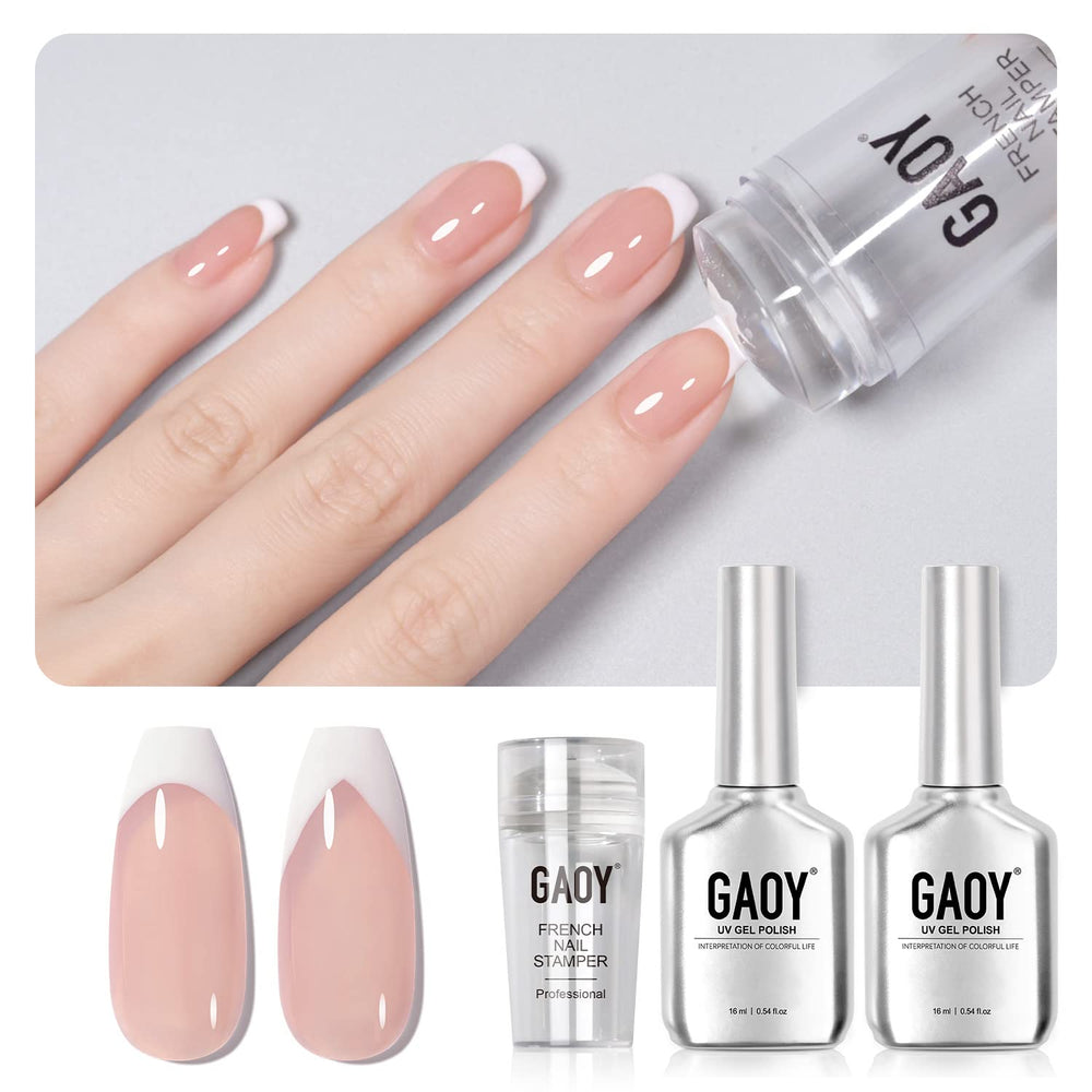 GAOY French Manicure Kit stamper closeup showing precise tip control and mess-free use.