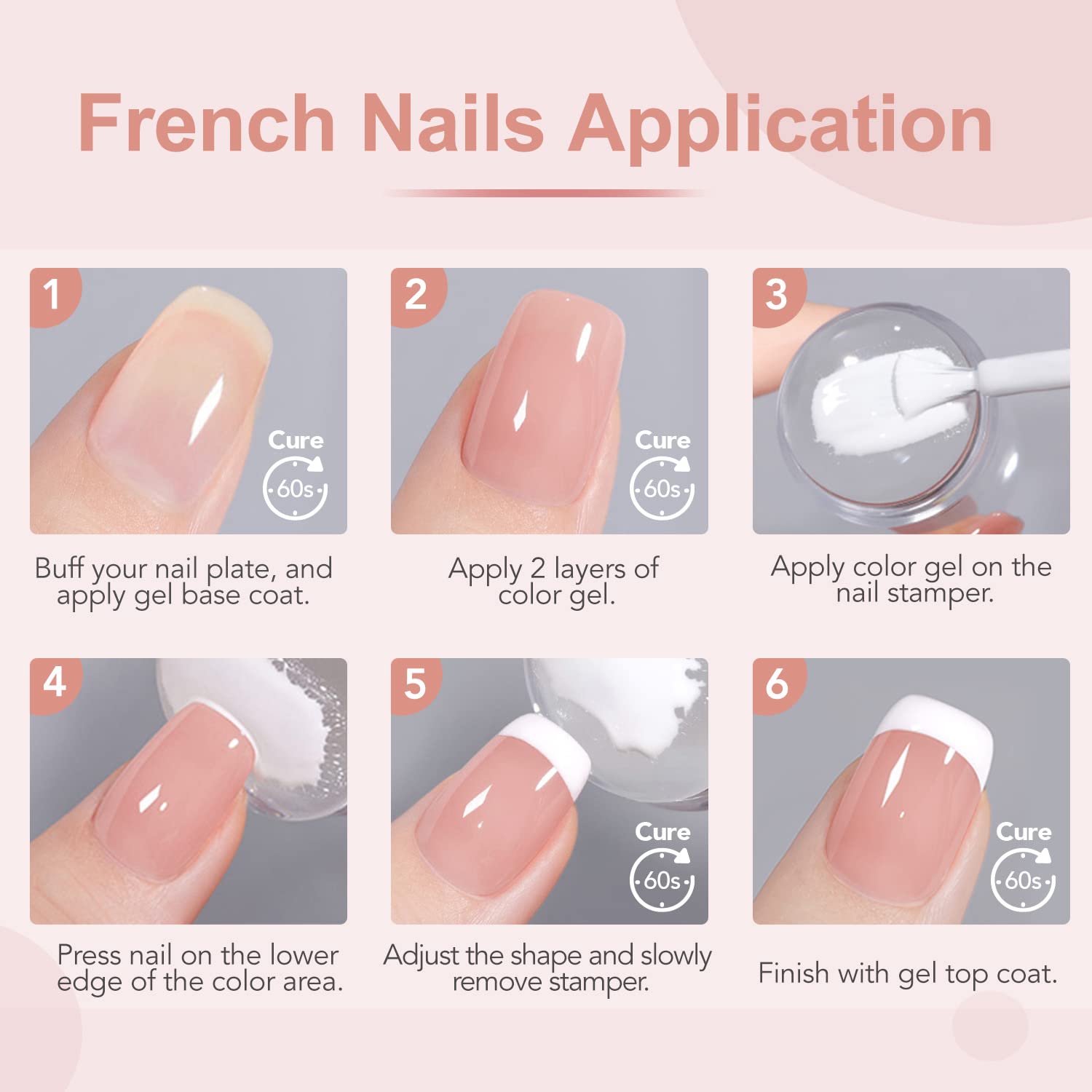 GAOY French Manicure Kit white gel polish for classic tip contrast and brightness.