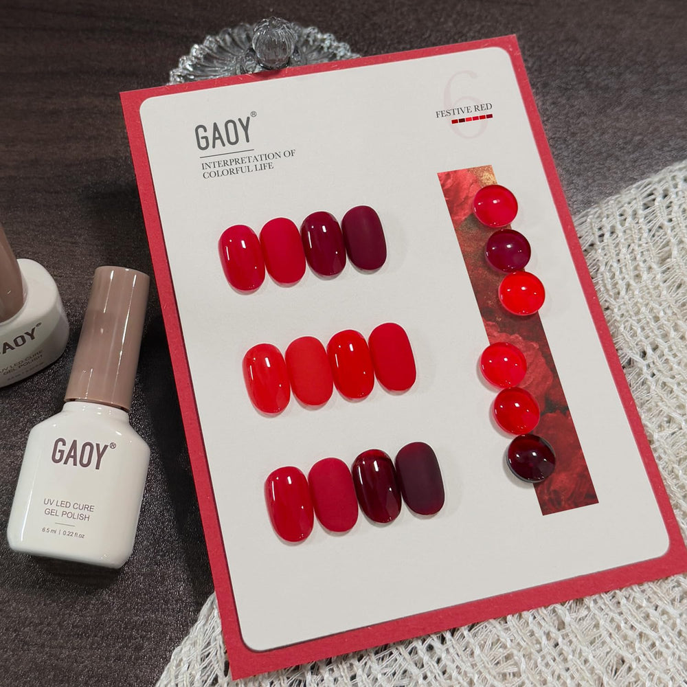 GAOY gel polish cures in 60 seconds under a 36W UV/LED lamp.