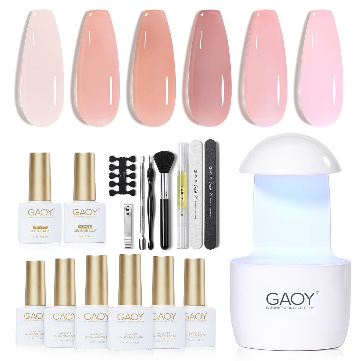 GAOY gel nail polish kit with UV light for beginners – compact beginner-friendly setup for at-home manicures.