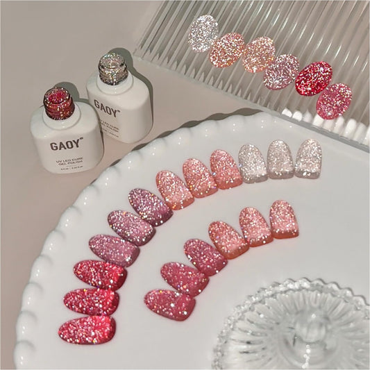 GAOY glitter red gel nail polish set with dramatic sparkle for at-home manicures.