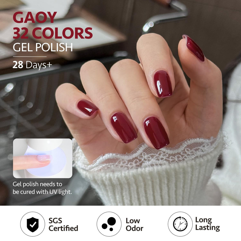 GAOY glossy top coat 7.5ml for a high-shine finish.