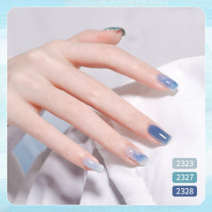 GAOY Jelly Blue gel nail polish finish delivers durable gloss after curing