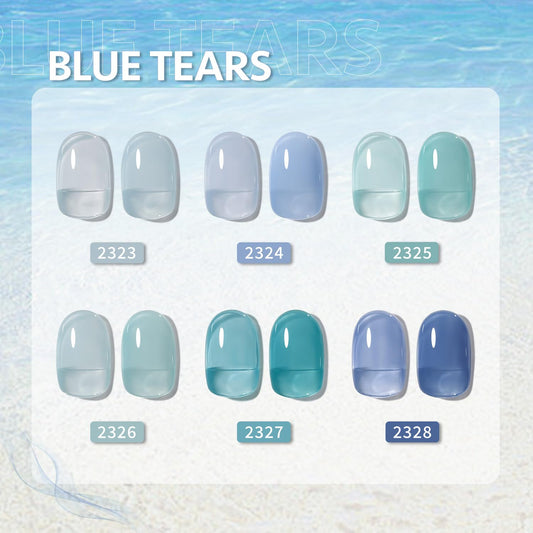 GAOY Jelly Blue gel polish under UV light shows quick 60 second cure