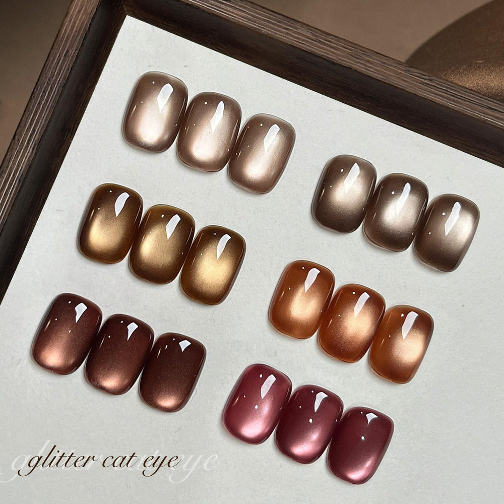 GAOY jelly brown polish bottles and labels under UV lamp during 60-second cure.