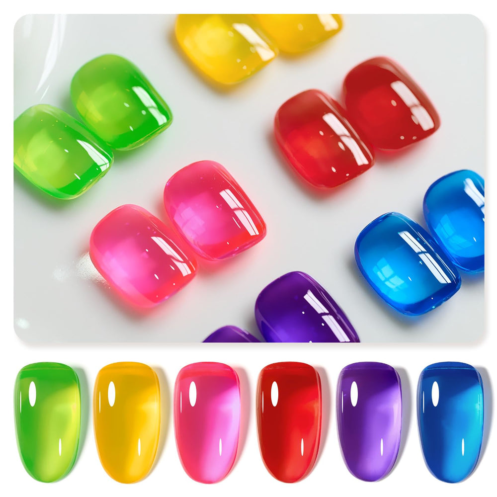 GAOY Jelly Gel nail polish kit with six colors for buildable manicure at home.