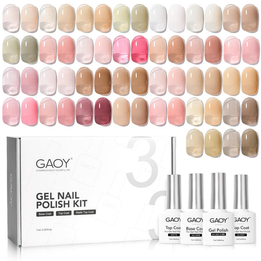 GAOY Jelly Gel Nail Polish Kit packaging showcases a 33-piece at-home manicure set