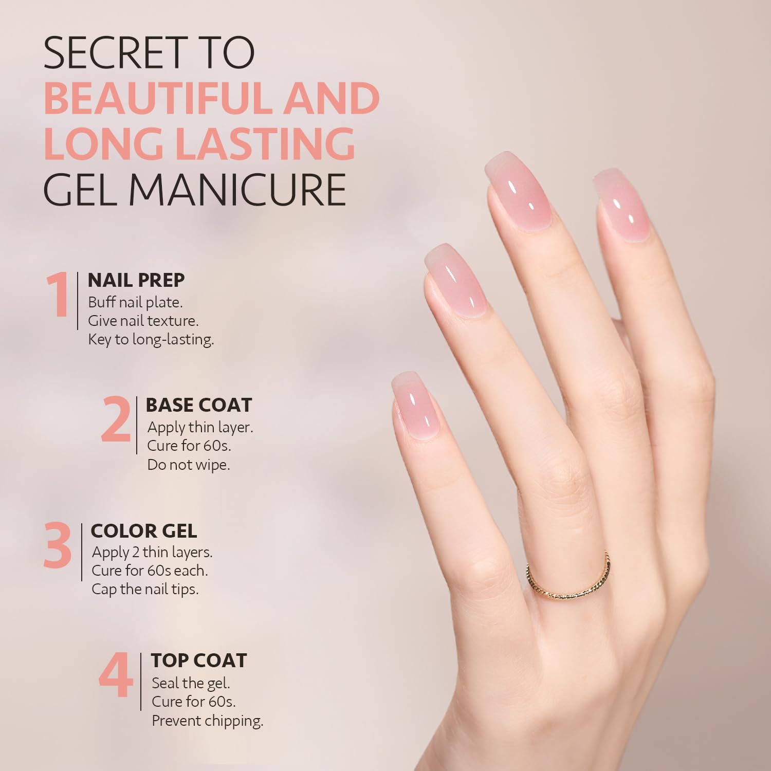 GAOY Jelly Gel nude bottle offers subtle, natural-looking nails.