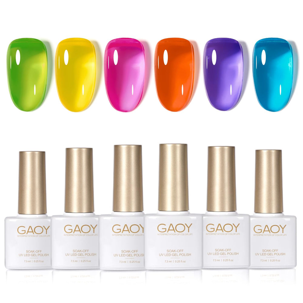 GAOY Jelly Neon gel pink polish for a glossy summer manicure.