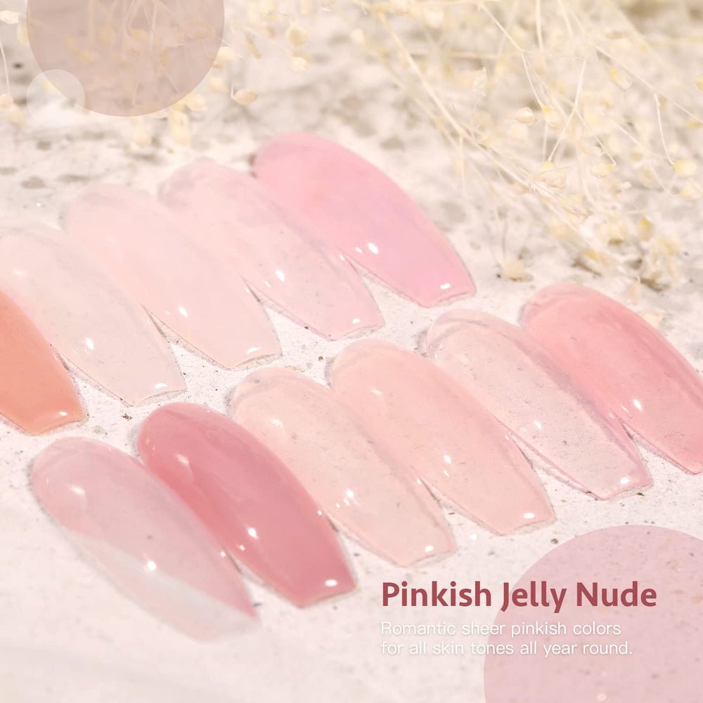 GAOY Jelly Nude Pink finished nails with high shine and long wear.