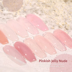 GAOY Jelly Nude Pink finished nails with high shine and long wear.