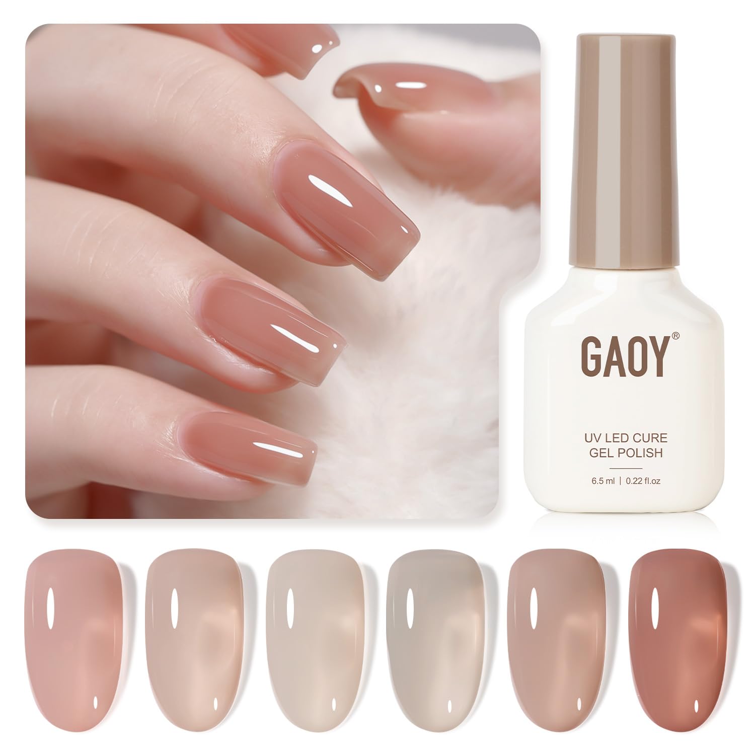 GAOY Jelly UV Gel Nail Polish Rose Quartz packshot for at-home manicures