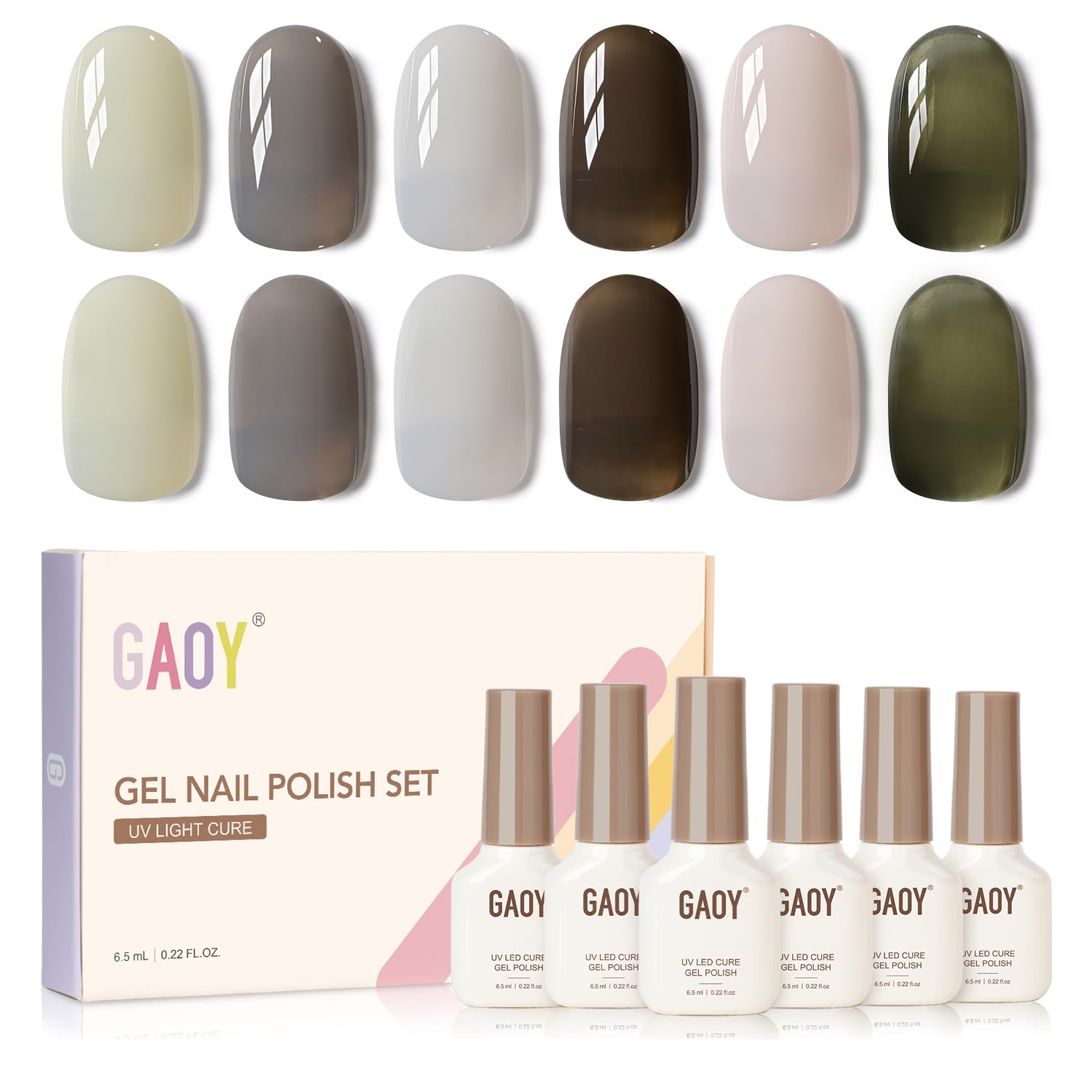 GAOY Milky Nude Gel Nail Polish set featuring creamy nude shades for at-home manicures