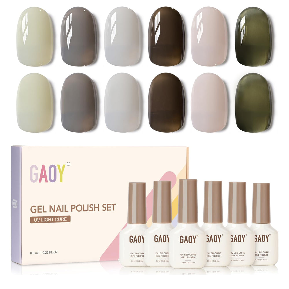 GAOY Milky Nude Gel Nail Polish set featuring creamy nude shades for at-home manicures
