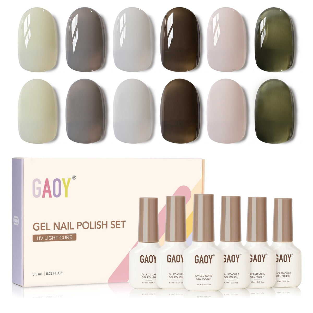 GAOY Milky Nude Gel Nail Polish set featuring creamy nude shades for at-home manicures