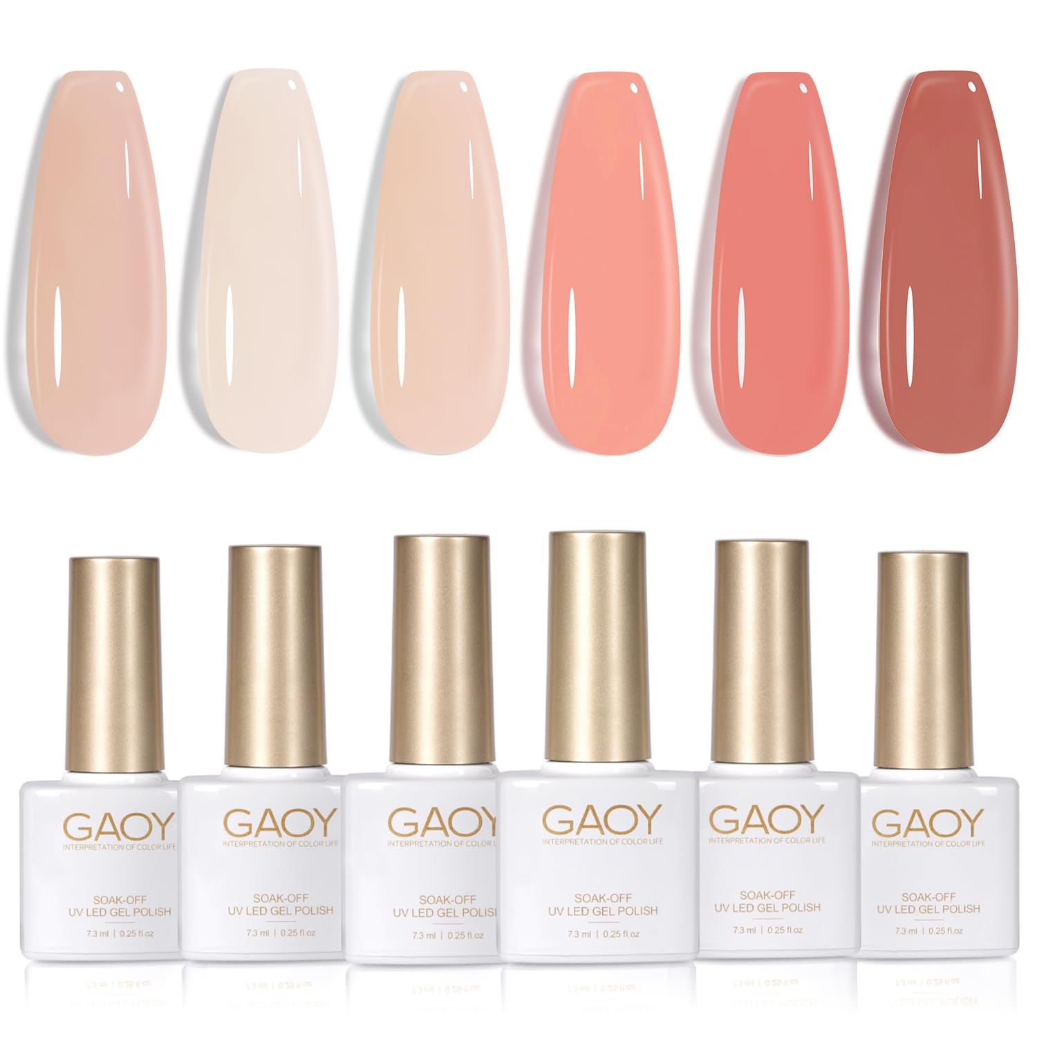 GAOY milky pink jelly nude bottle showing translucent shades for at-home gel nails.