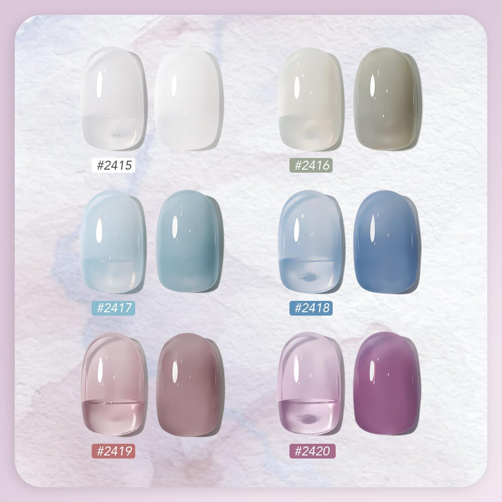 GAOY Mizzle blue-gray gel polish close-up with chic, salon-style shine.