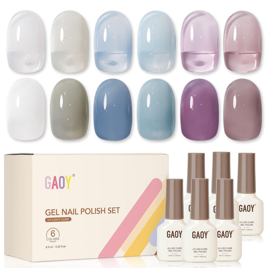 GAOY Mizzle milky white gel polish close-up for a creamy translucent look.