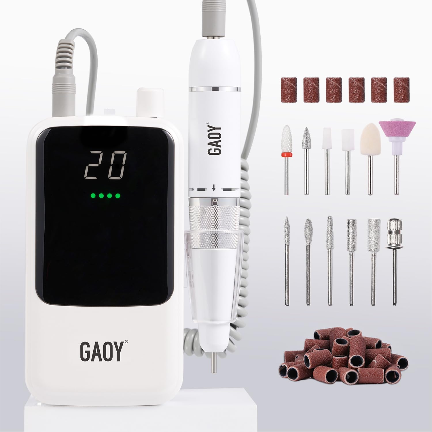 GAOY rechargeable nail drill for beginners with LED display and smooth grip
